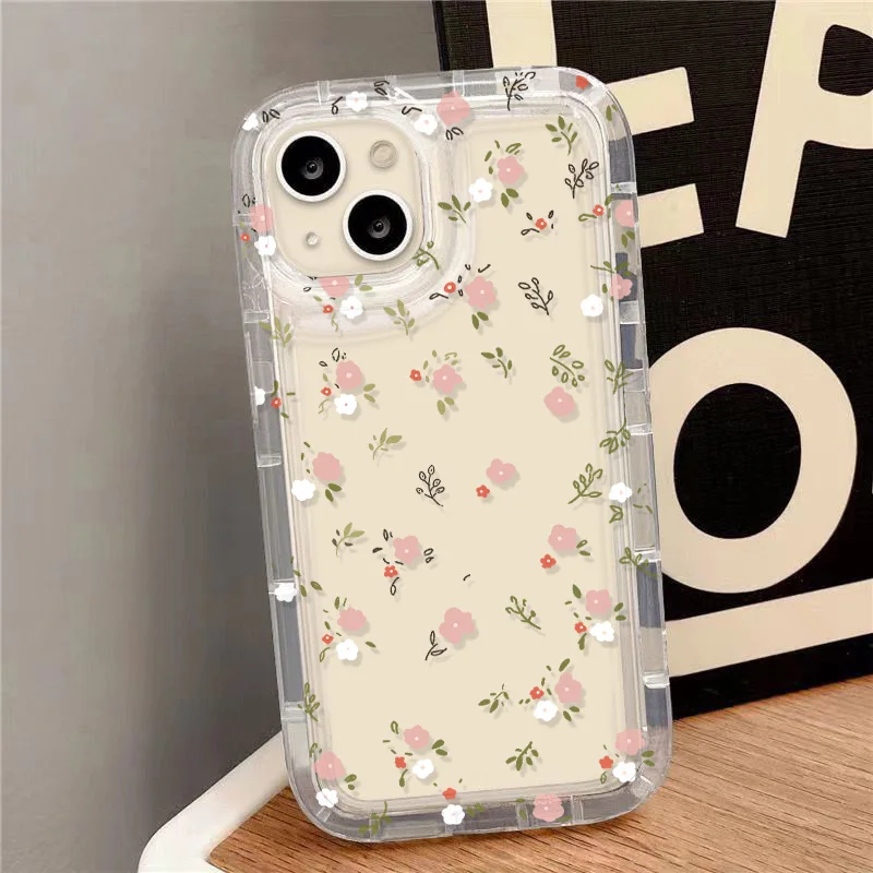 Flowers Phone Case For iPhone 11 Case iPhone 13 14 12 Pro Max XR XS Max X 7 8 14 Plus SE 2022 Shockproof Soft Clear Cover Cases 