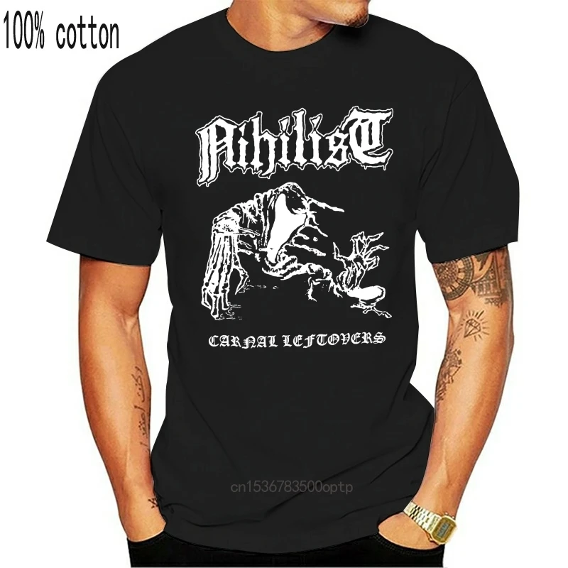 

Man Clothing Cotton Shirts NIHILIST CARNAL LEFTOVERS ENTOMBED UNLEASHED MORBID NEW BLACK T-SHIRT O-Neck Short Sleeve Print Tee