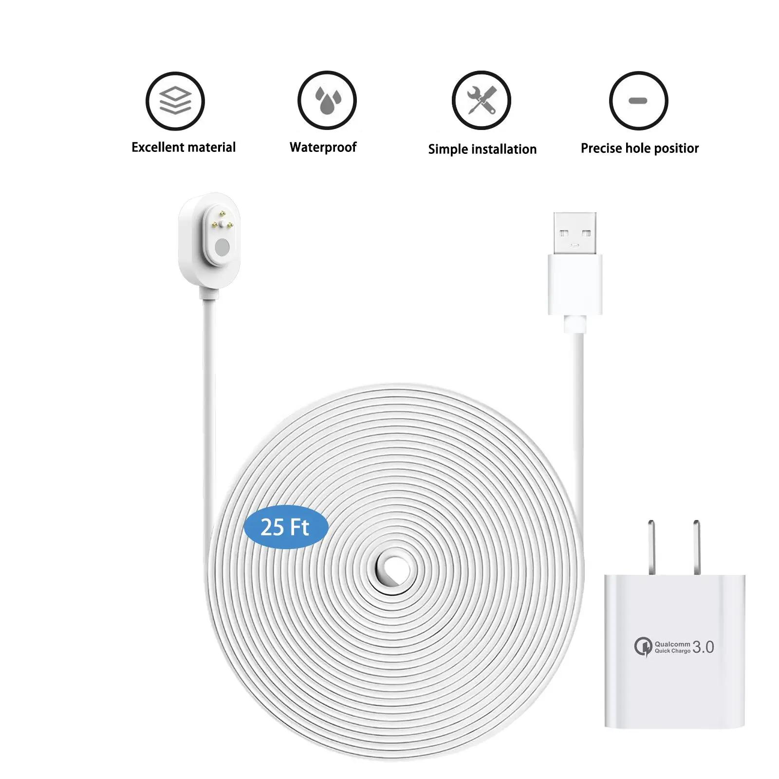Погодозащищенный уличный зарядный кабель 7 6 м для Arlo Ultra/Ultra 2/Pro 3/Pro 4/прожектор/Go 2 с