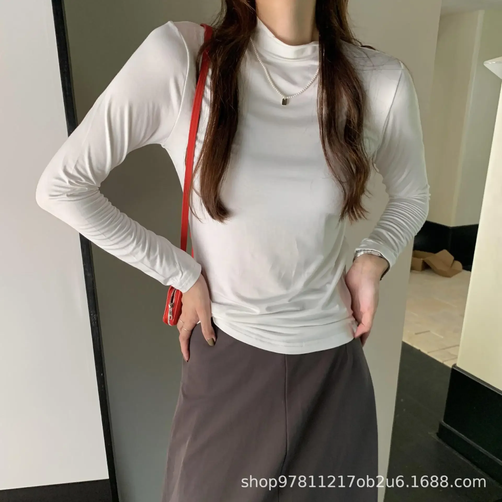 Женская осенне-зимняя тонкая футболка из модального цвета с базовым слоем