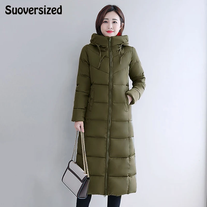 Winter Slim Hooded Parkas Jackets Women Thicken Warm Long Chaquetas Korean Big Size 5xl Casaco Cotton Padded Coats New Abrigos
