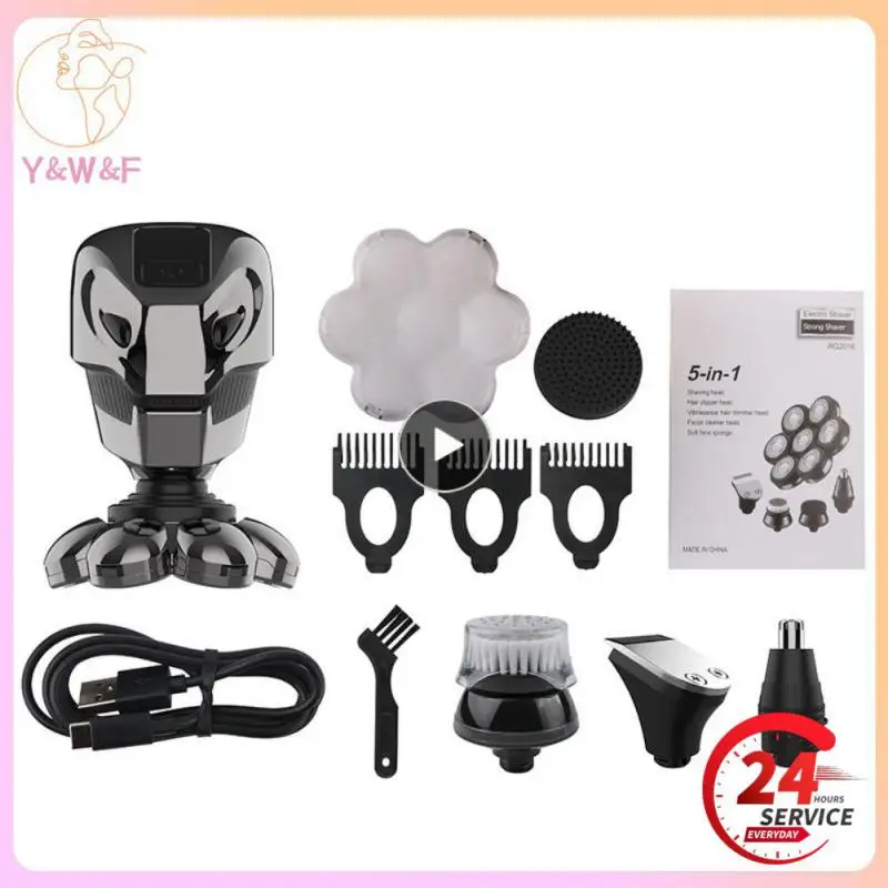 

New Electric Shaver 7-head Rotary Rechargeable Smart Waterproof Razor Shaving Nose Hair Beard For Men Hair Removal Machine Set