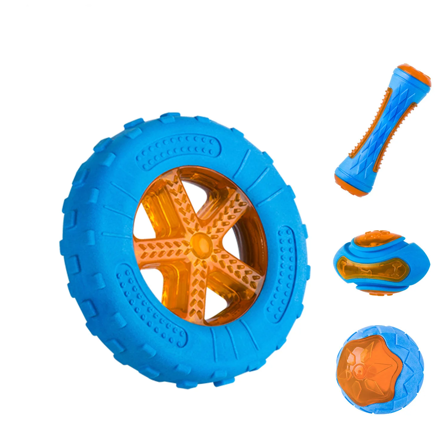

Rubber Dog Toys for Dog Chewing Bite Resistant Squeaky Training Playing Toy Interactive Dog Toys for Large Dogs Teeth Cleaning