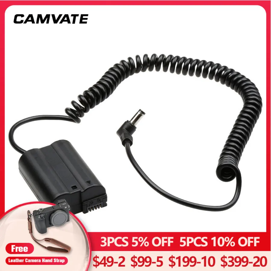 

CAMVATE EN-EL15 Dummy Battery to 2.1mm DC Cable For Nikon Z 7, Z 6, D850, D810, D810A, D800E, D800, D750, D610, D500, D7500
