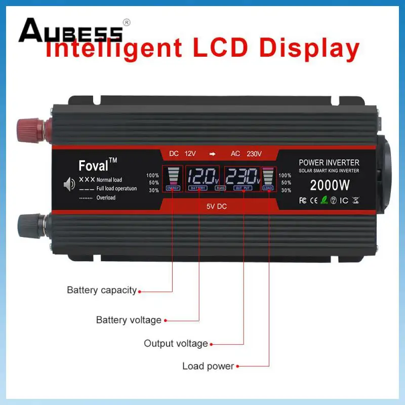 

12 В до 110 В 220 В высокомощный Выходной Солнечный инвертор с цифровым дисплеем, чистый синусоидальный инвертор, автомобильный инвертор, трансформатор
