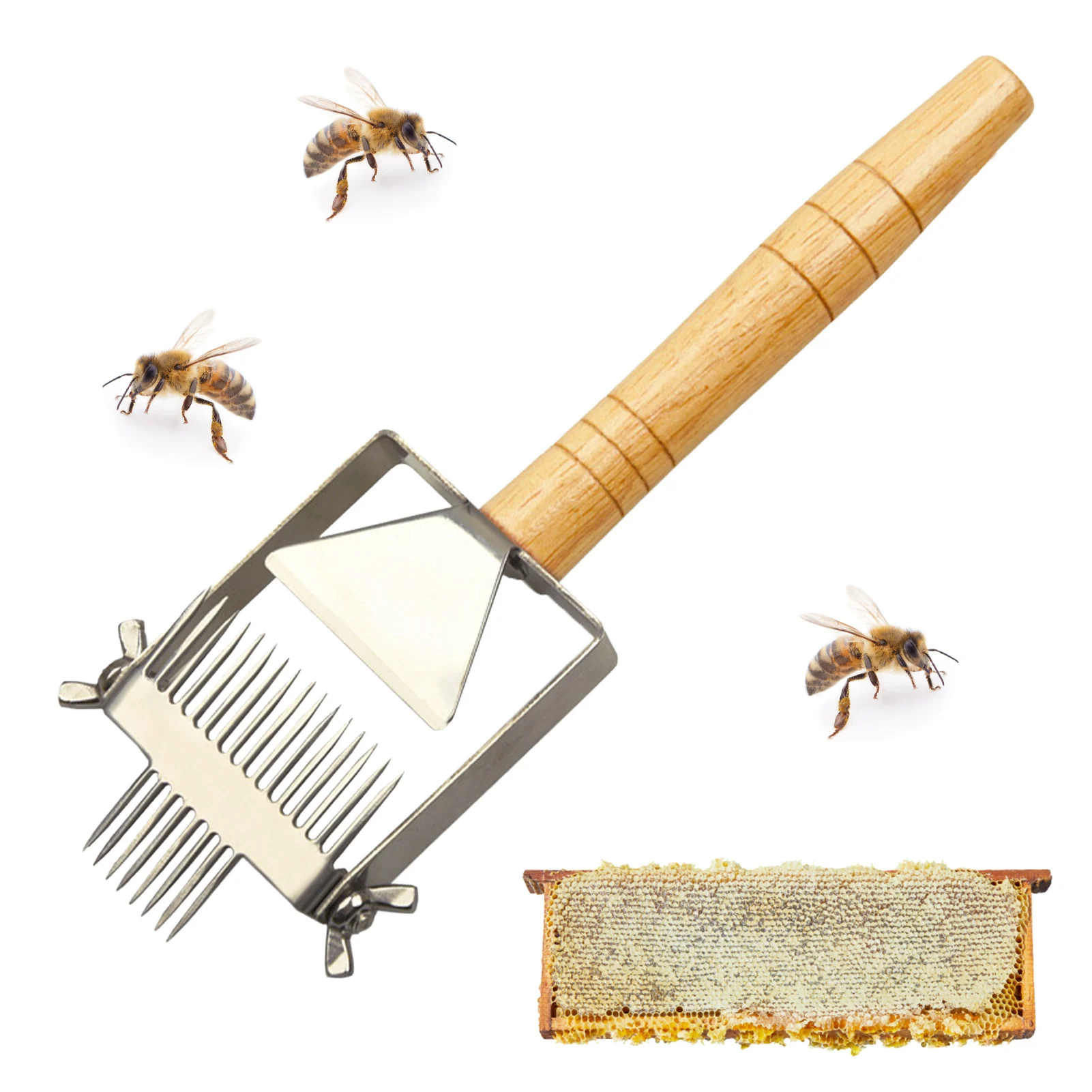 

Adjustable Honey Scraper Tool Double-Ended Needle Honey Cutting Fork Bee Hive Keeping Tool Honey Shovel Scraper