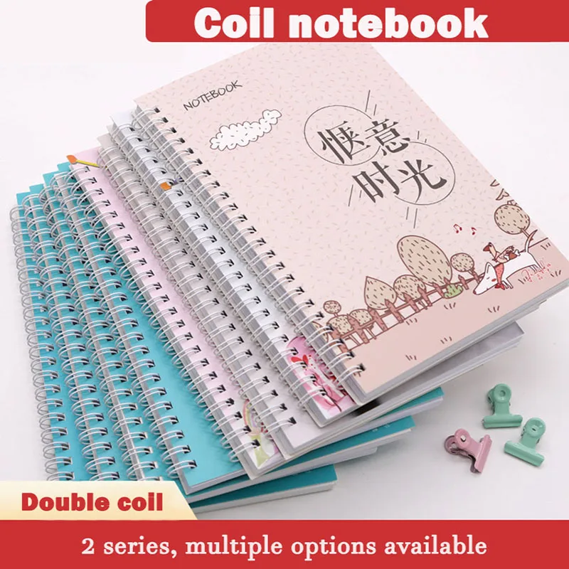 

1Pc A5 Simple Retro Kraft Paper Coil Book Student Horizontal Line Soft Side Copy Notebook Cartoon Cute Notepad 2023/24Sketchbook