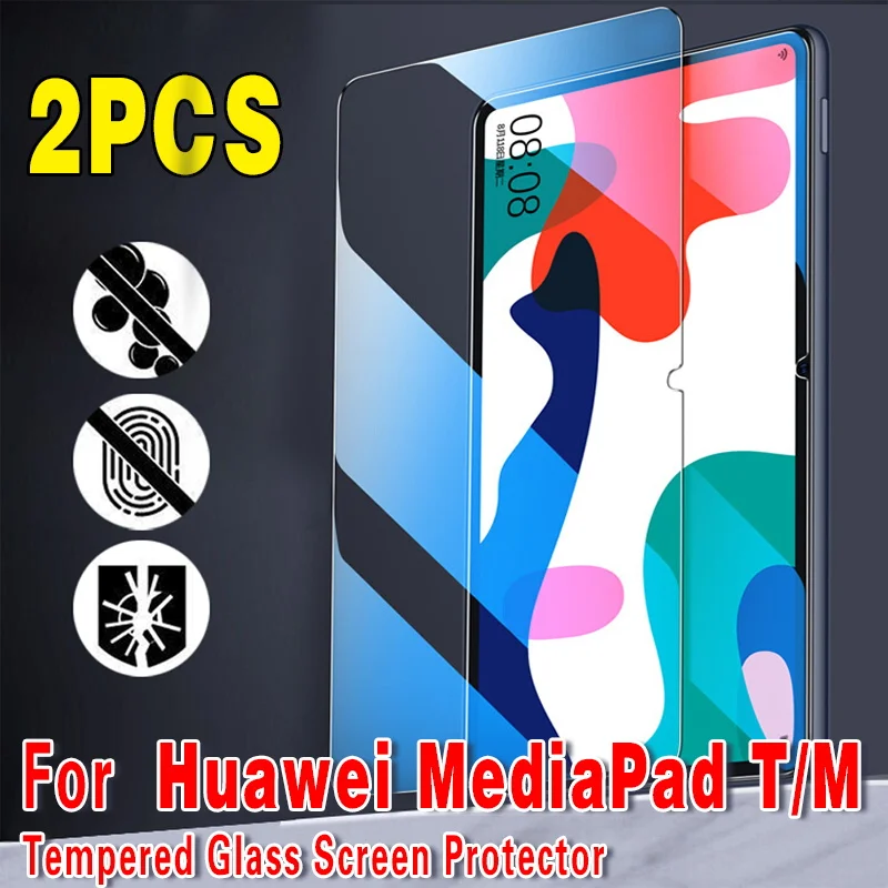 

2Pcs Tempered Glass for Huawei MediaPad 10.4 Pro 10.8 T3 T5 T8 T10 T10S M5 M6 9H Full Film Tablet Cover Screen Protector