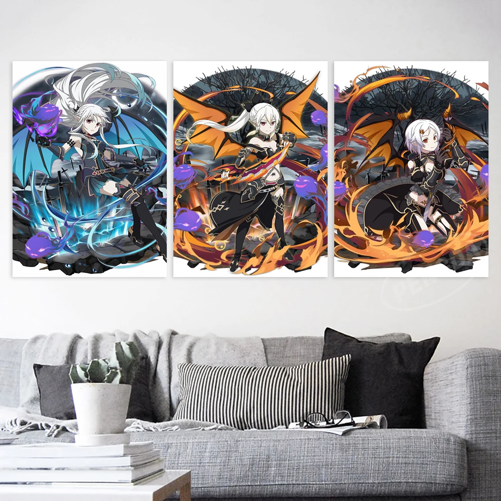 Меч искусство онлайн модульные картины Аниме Холст Картина Yuuki Asuna настенный