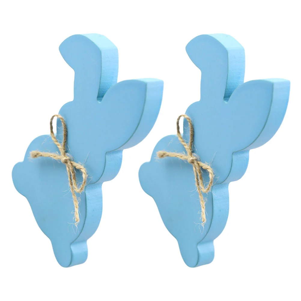 

2pcs Rabbit Tabletop Ornaments Easter Rabbit Table Sign Easter Rabbit Centerpiece Wooden Bunny Figure Rustic Easter Decor