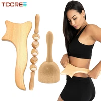 wooden massage roller stick wood swedish cup wood scraping board anti cellulite massager for body sculpting lymphatic drainage