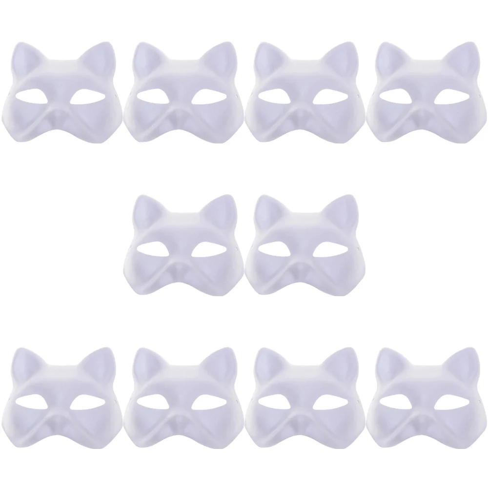 

12 Pcs Hand Painted Pulp Masks Craft Blanks Prom Props DIY Cosplay Party Masquerade Women Self Made Half Cat