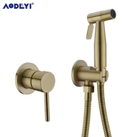 Handheld Bidet Sprayer Set For Toilet Brass Hot Cold Hand Bidets Brushed Gold Bathroom Faucet Shower Head Self Cleaning Black
