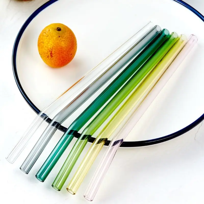 

7 PCS High Borosilicate Glass Straw Eco Friendly Reusable Drinking Straw Straws Drinks Bar Accessories