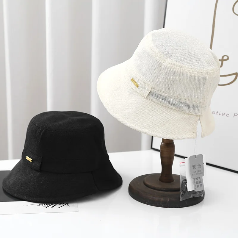 

202304-lulu ins dropshipping summer Washable foldable Japan waki paper pearl slit brim lady bucket cap women fishermen hat