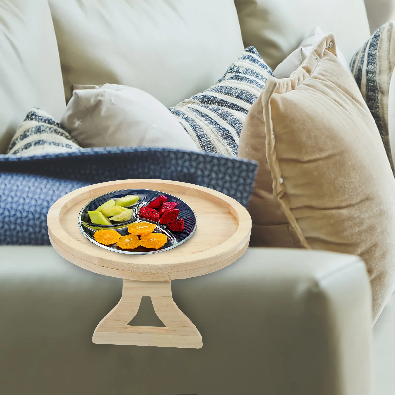 

Household Sofa Tray Wooden Arm Tray Sofa Couch Snacks Table Dessert Serving Tray