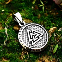 vintage mens stainless steel valknut pendant necklace gothic punk nordic viking runes necklace retro totem amulet jewelry gifts