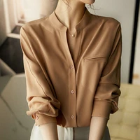 loose shirts spring light luxury shirt season round v neck acetate shirt top in 5 colors available tops mujer shirts