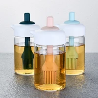 2 in 1 oil bottle glass with brushes bbq grill oil liquid oil dispenser pastry barbecue camping brush household kitchen cooking