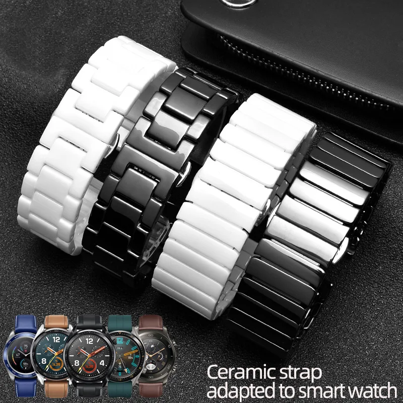 

20mm 22mm Steel Ceramic Strap For Samsung Galaxy Watch4 5 40mm 45 44mm Pro Amazfit Gts Watch Band Wristband for Huawei