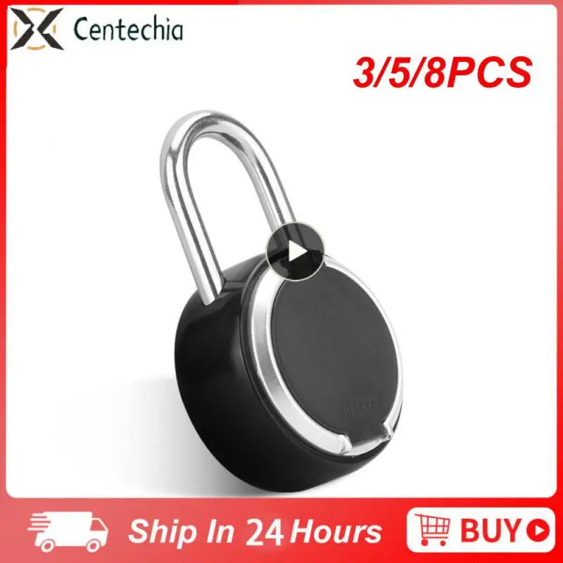 

3/5/8PCS Black Electronic Padlock Quick Identification Security Lock Portable App Remote Authorization Anti-theft Cabinet Lock