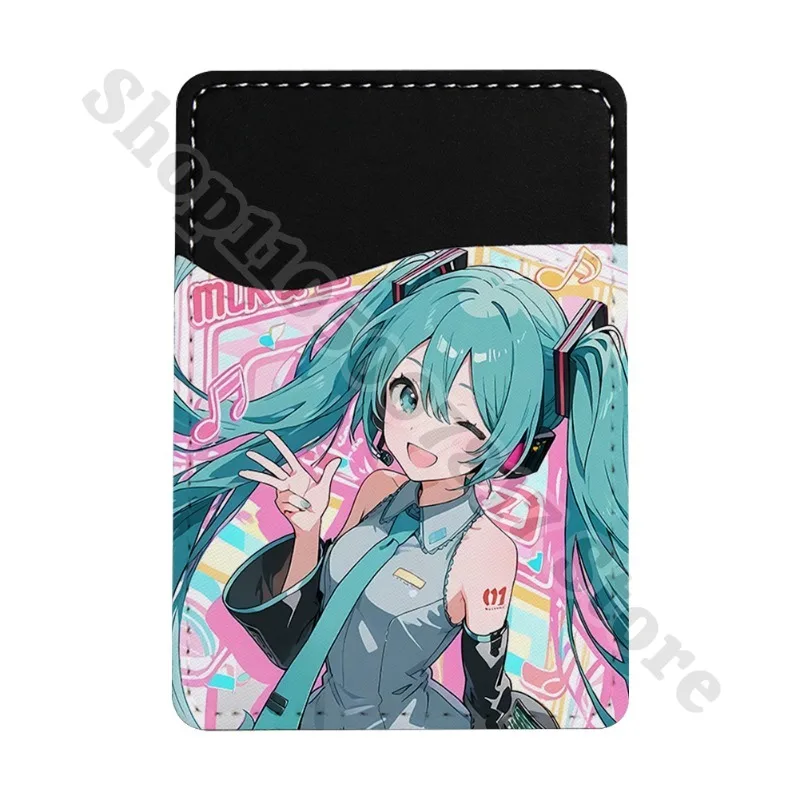 Фото Креативные аксессуары для декора телефона: ультратонкий кошелек Hatsune Miku, милый аниме-держатель для ID и кредитных карт, мультяшный чехол-органайзер, подарки №1
