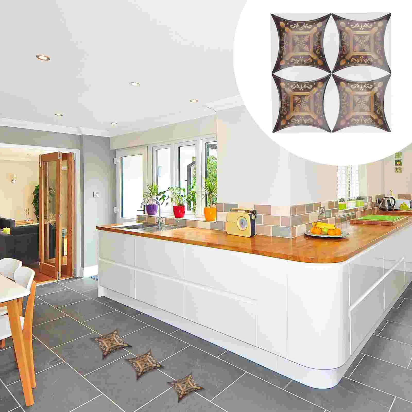 

2 Sets Tile Sticker Decoration Bathroom Floor Sticker Floor Sticker Ornament