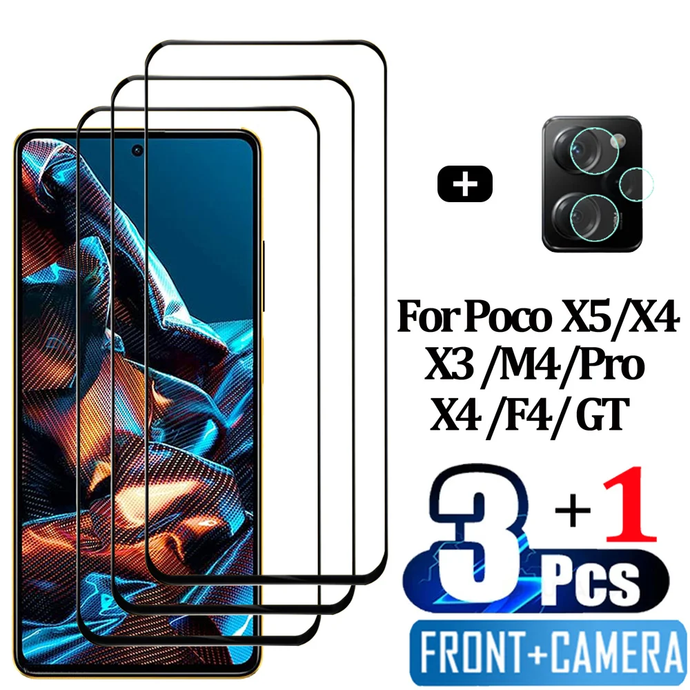 

Pelicula, Front Tempered Glass For Xiaomi Poco F5 X5 Pro 5G Screen Protectors Pocco X3 NFC cristal templado Poco X4 F4 GT protector pantalla PocoX5 verre trempé Poko X5 X4 X3 Pro Camera Lens Film Poco M5 M5S M3 M4 Pro