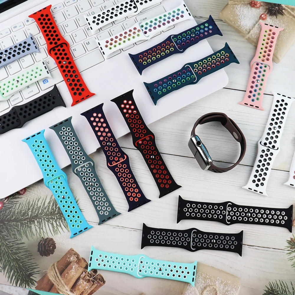 Silicone Strap For Apple Watch Ultra band 49mm 44mm 45mm 41mm 40mm 42mm 38mm 44 45 mm Bracelet iWatch series 7 3 4 5 6 se 8 Band