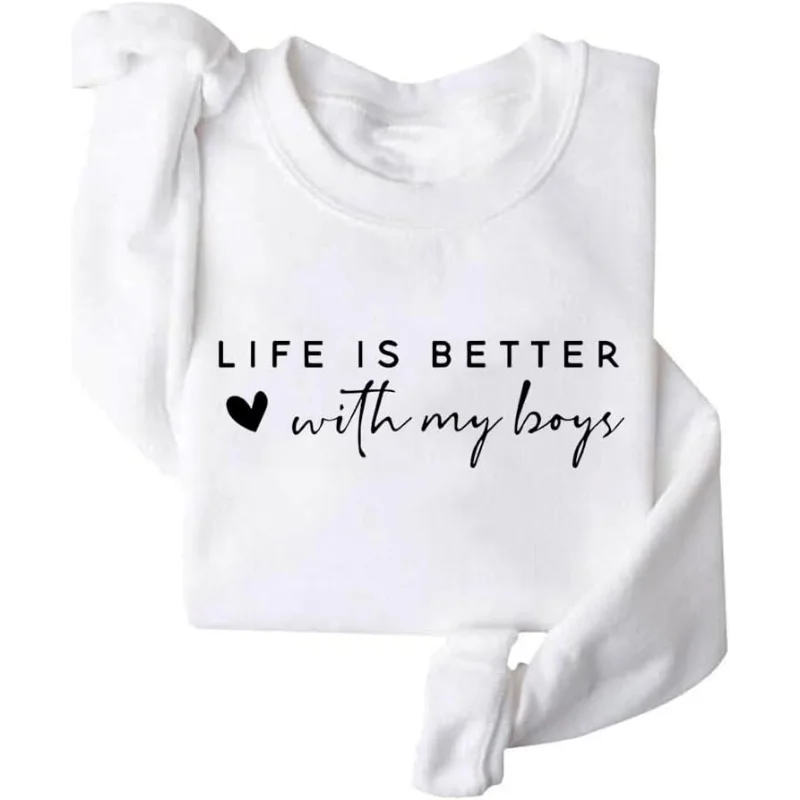 Жизнь лучше с моими мальчиками свитшот круглым вырезом для мальчиков и девочек