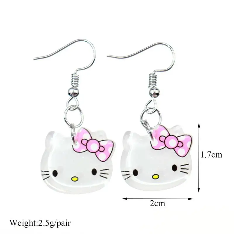 

Sanriod Hello Kitty Series Anime Kawaii Earrings Creative Acrylic Earrings Cross-Border Jewelry Wholesale Gift for Girlfriend
