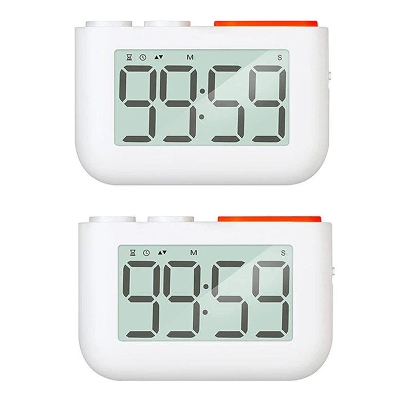 

2X Timer, Kitchen Timer For Cooking, Classroom Timer For Kids, Magnetic Digital Stopwatch Clock Timer For Teacher, Study