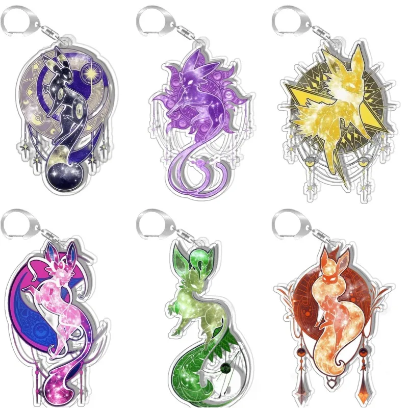 Фото Карманный брелок Eevee Leafeon Sylveon Glaceon Espeon, коллекция аниме-игр, подарки, самодельная акриловая подвеска, товары в стиле аниме №1