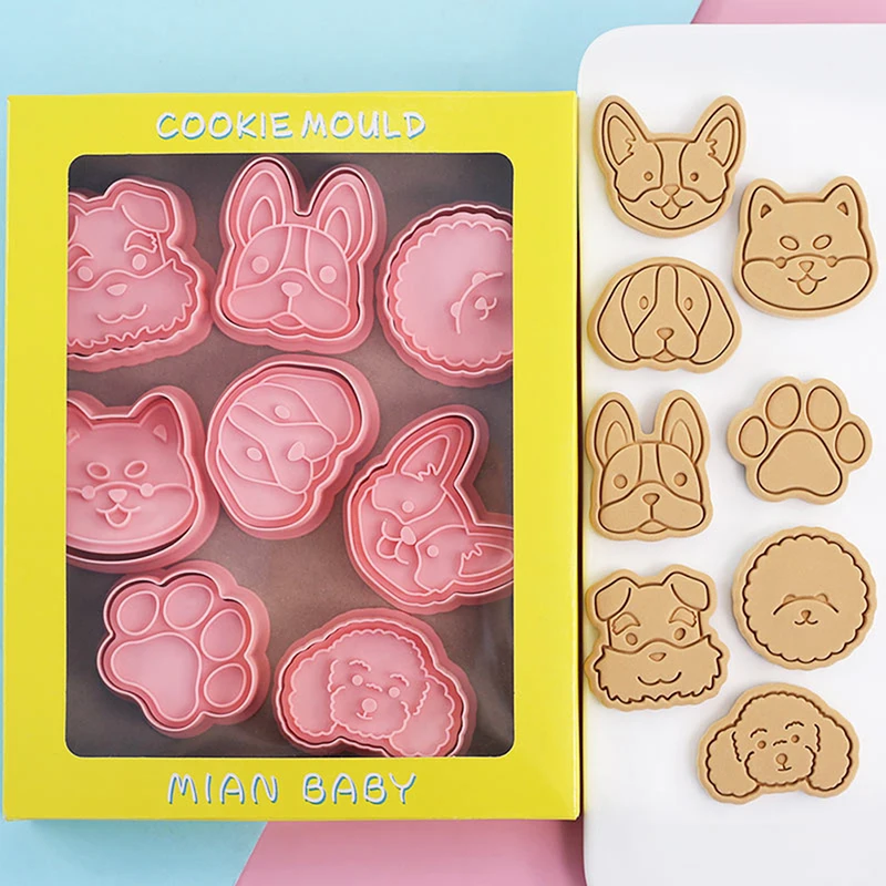 

8Pcs Cute Puppy Biscuit Molds DIY Teddy Dog Fondant Cookie Mold Cake Decor Tool Cookie Cutters Pastry Moulds Baking Supplies