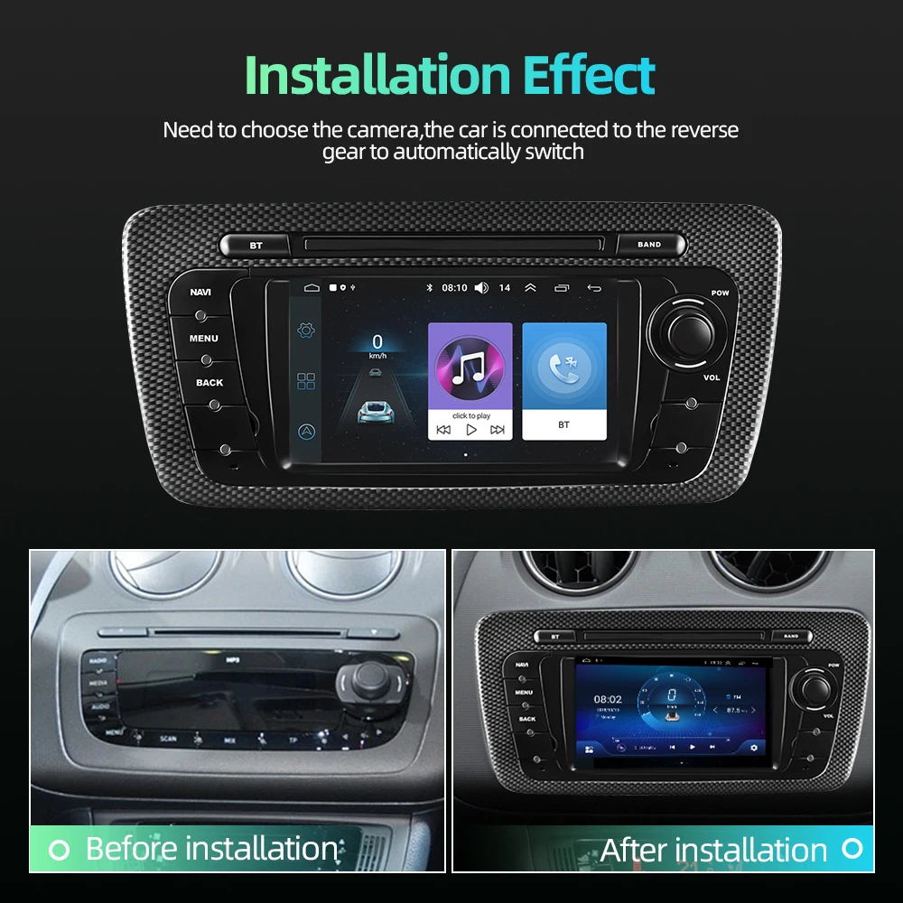 Автомагнитола Podofo CarPlay Android для SEAT Ibiza 6j 2009-2013 мультимедийный стереоприемник 2 Din