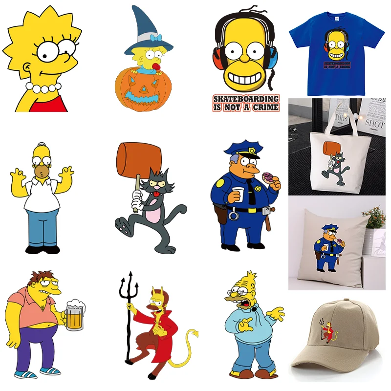 Виниловые термонаклейки с принтом Симпсоны термотрансферы для одежды наклейки