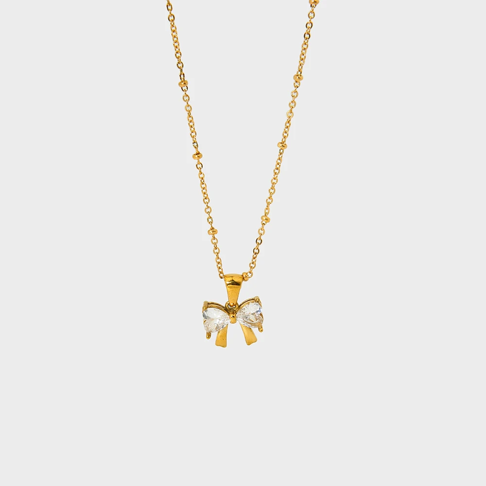 Цепочка с кулоном-бантом из нержавеющей стали 18 к