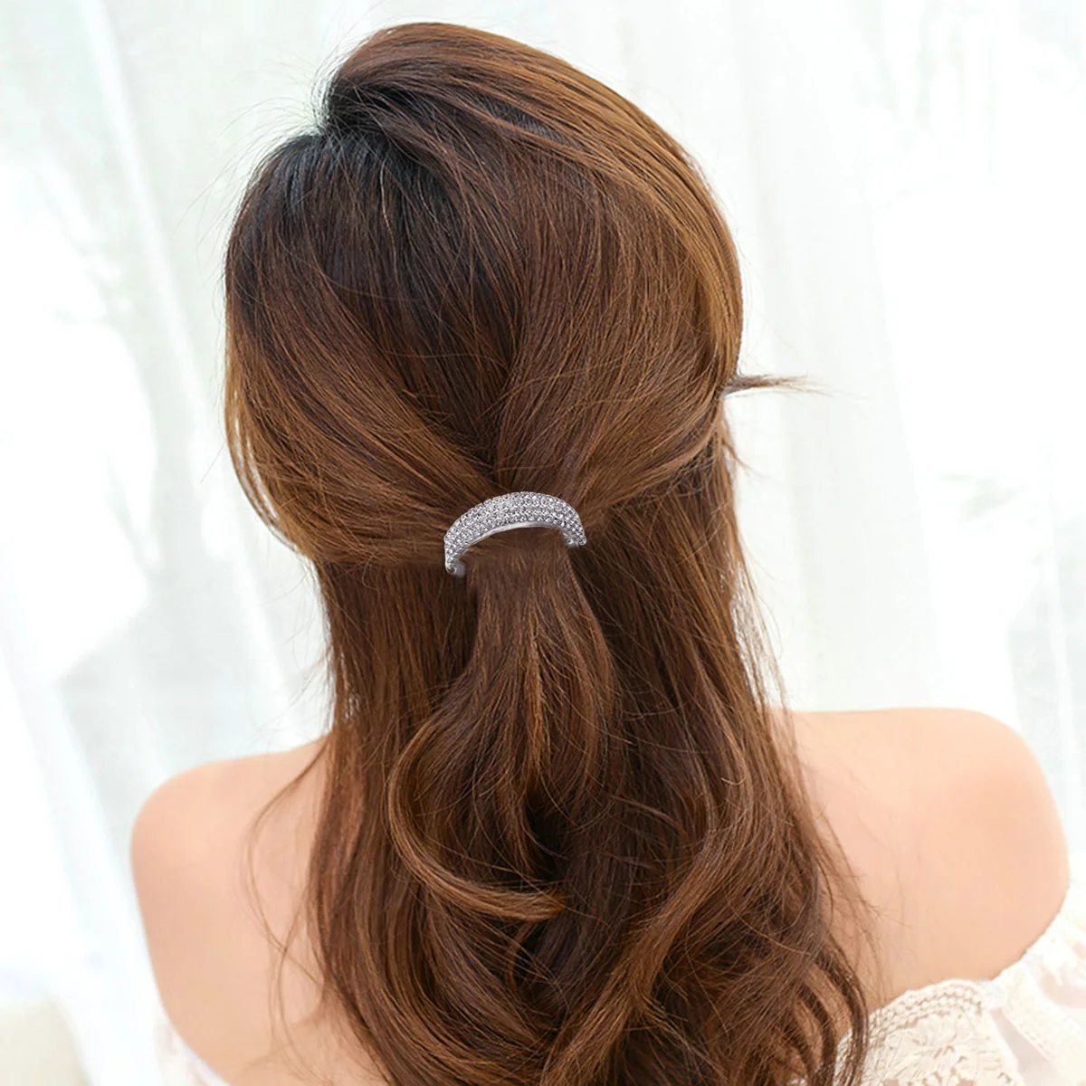 

Hair Women Clipsbarrettes Rhinestone Accessories Sparkly Banana Fancy Ponytail Holder Girls Fine Crystal Spring