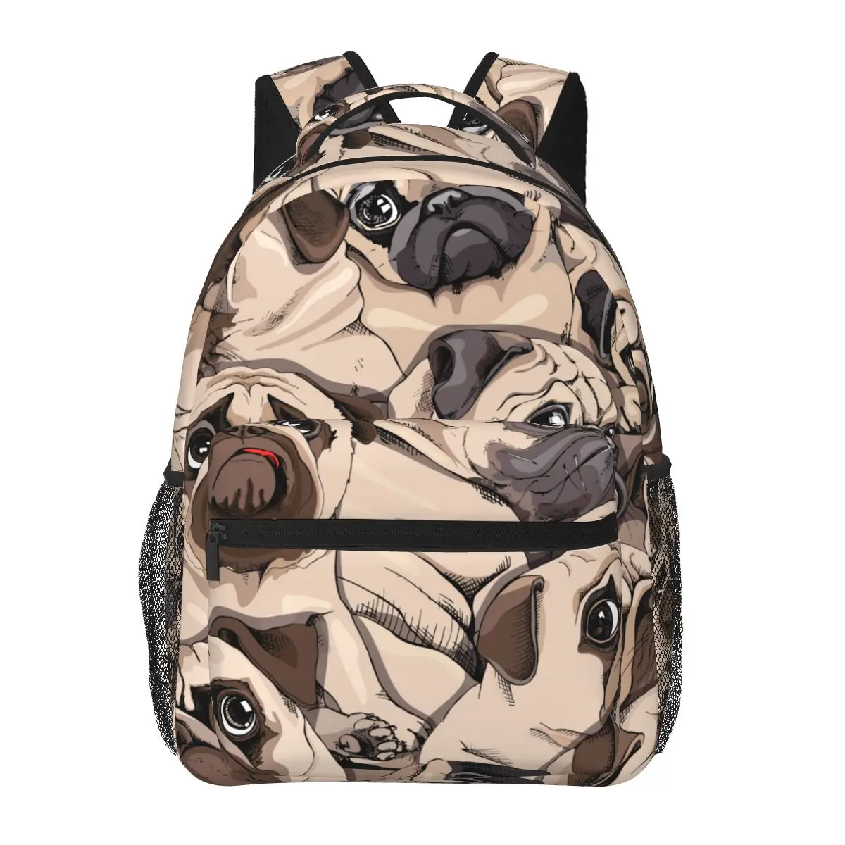 

School Bags for Teenagers Boys School Bag Boy Portrait Of Funny Pugs Students Book Satchels