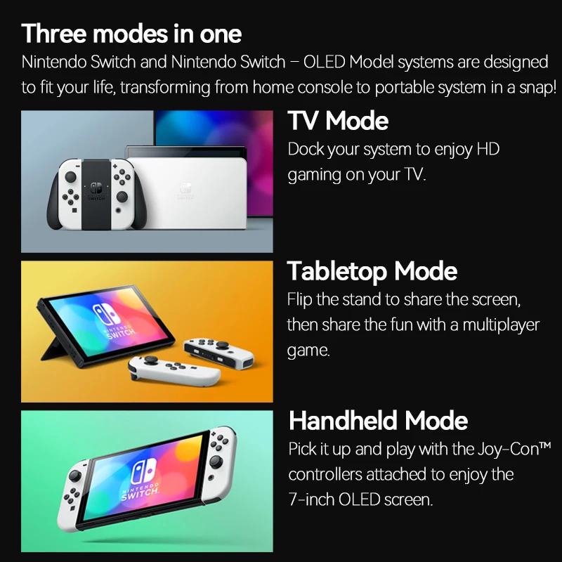 Nintendo Switch OLED Белый набор Синий и красный 7-дюймовый OLED-экран 64 ГБ встроенной памяти