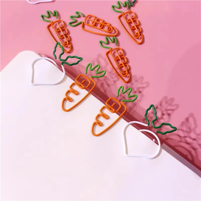 

Creative Kawaii carrot White Radish Shaped Mini Paper Clips Clear Binder Clips Photos Tickets Notes Letter Paper Clip Stationery