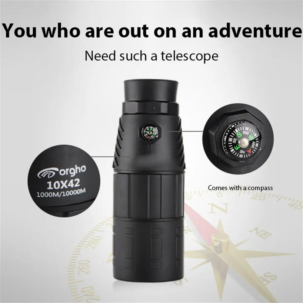 

Metal Outdoor Spotting Telescope Professional Binoculars All-optical Glass Lens With Compass Night Vision Camping Equipment 10x