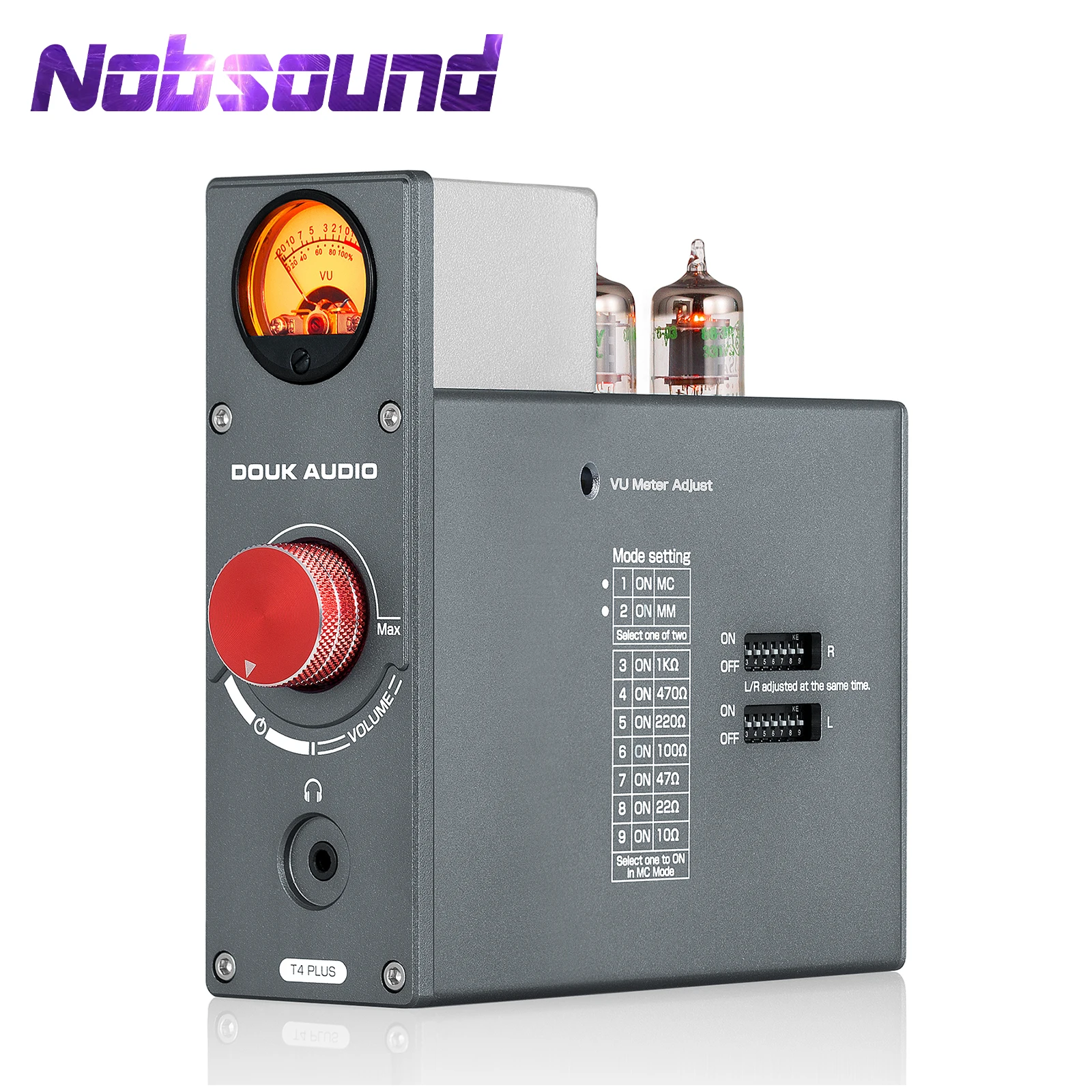 Nobsound 5654 Valve Tube Phono Stage Preamp Stereo Audio Preamp for TV/MP3/Phone Headphone Amp w/VU Meter
