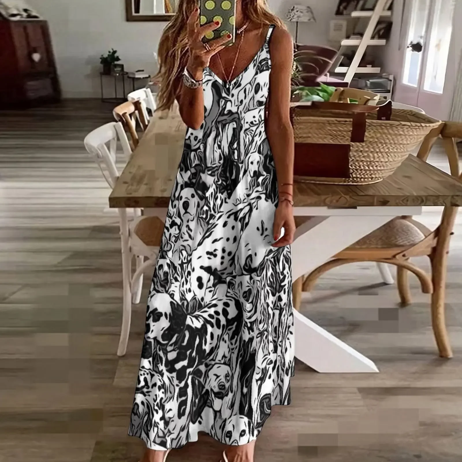 Платье без рукавов Dalmation Collage B&ampW платья с длинными рукавами женские длинные