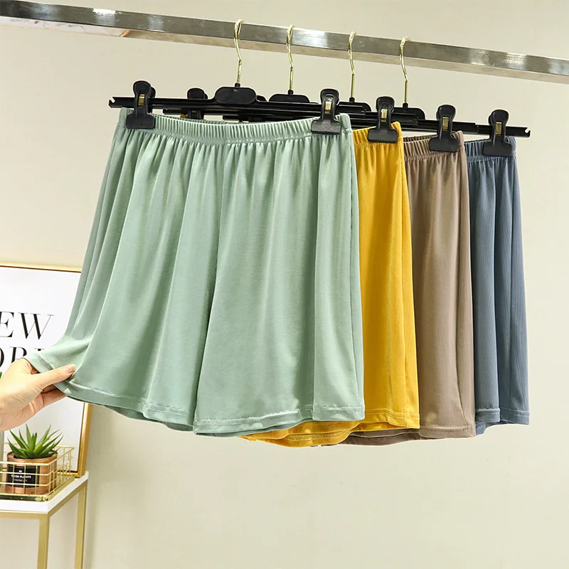 2023 Summer New Women's Shorts Ice Silk Viscous Fiber Shorts Women's Slim Sleeping Pants Thin Solid Color Large Loose Home Pants