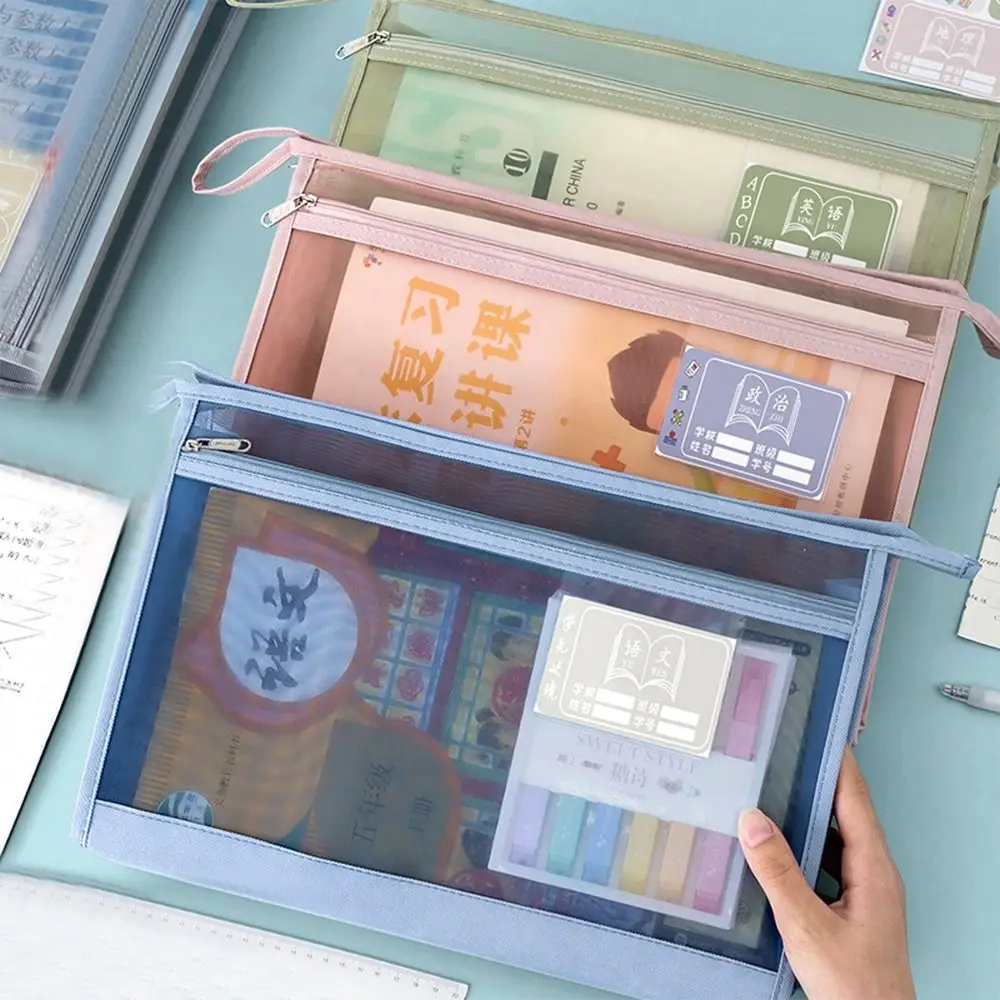 

Двойная ручная прозрачная сумка для файлов на молнии, сумка для домашнего задания, женская сумка для языков, двойная Сетчатая Сумка для инфо...