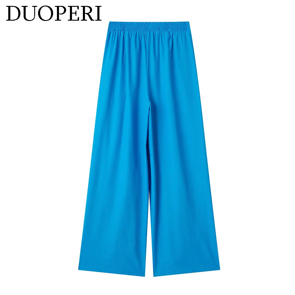 Sherouse женская повседневная льняная блузка и комплект широких брюк с высокой