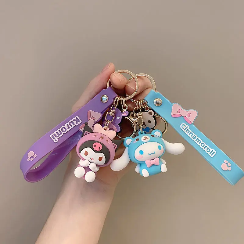 

Sanrioed Kawaii Couple Bag Keychain Anime Mymelody Kuromi Hellokitty Cute Cartoon Pendant Lovely Schoolbag Key Buckle Small Gift