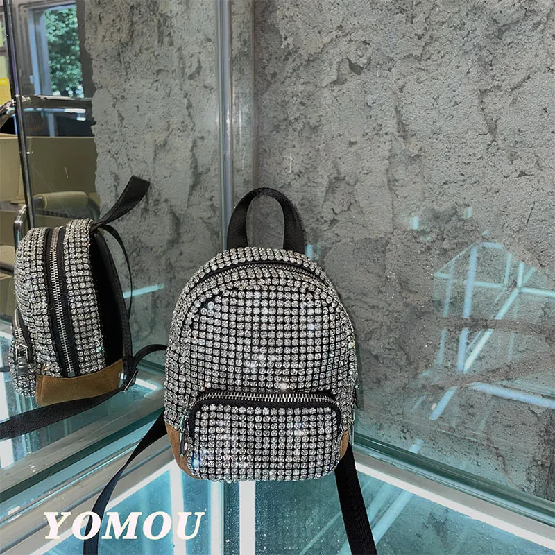 

Handcrafted diamond-encrusted sequined diamond schoolbag Rhinestone flash cross-body bag for women backpacks