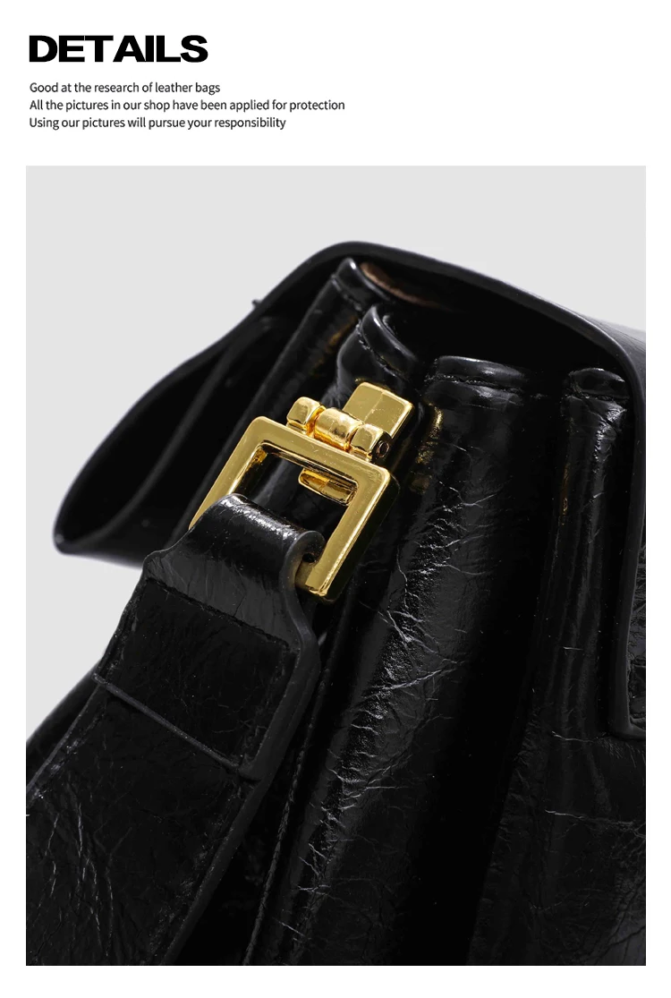 Elmsk 2022 French Vintage Leather Large Capacity Tote Bag Women French Vintage Square Leather Bag